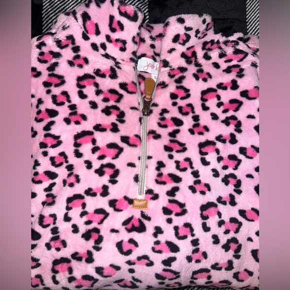 💗Jess Lea pink leopard half zip sherpa💗 - Picture 2 of 2